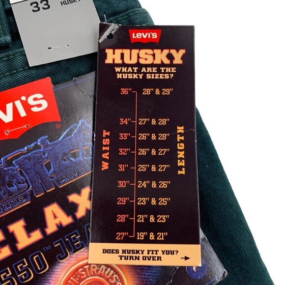 Levi’s Jeans 550 Husky Mens 33x28 Green Relaxed Fit  Made in USA Vintage 1996 - Picture 11 of 12